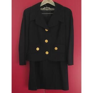 1960's Levine & Smith New York 2 PC Skirt Suit, Black, Size 8